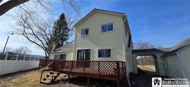 1620 Haskell Rd, Portville, NY 14760 - rear view of property featuring a deck and fence