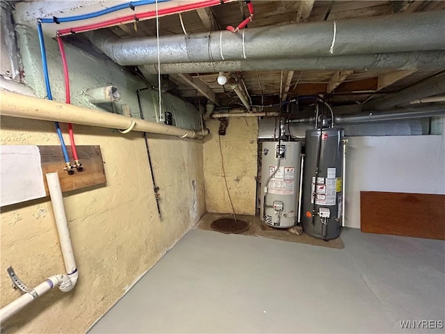 unfinished basement with water heater