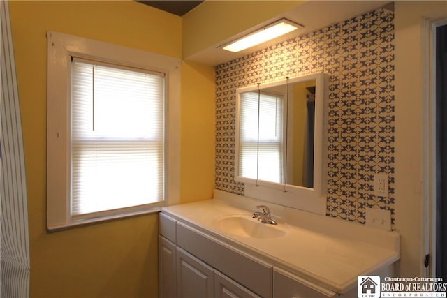 bathroom featuring vanity and a healthy amount of sunlight