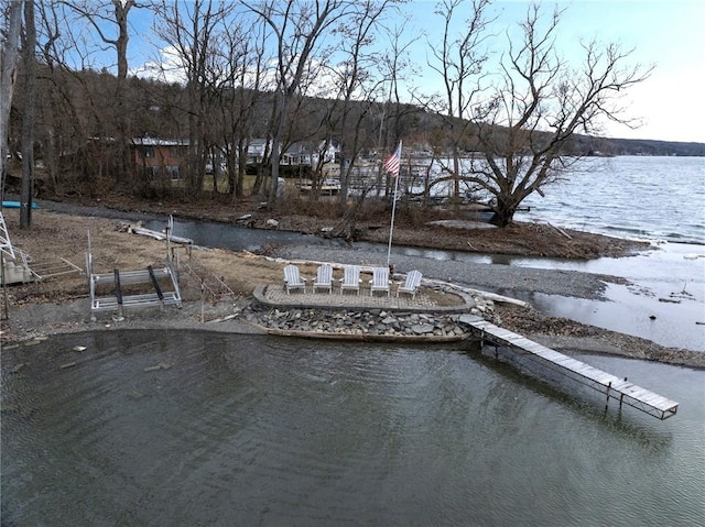 view of dock featuring a water view