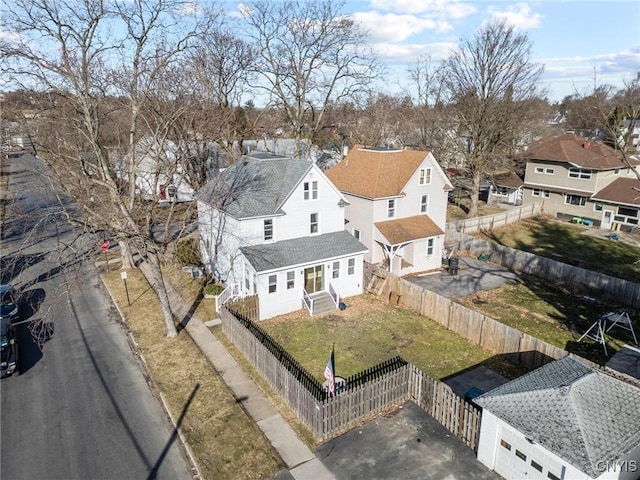 drone / aerial view with a residential view