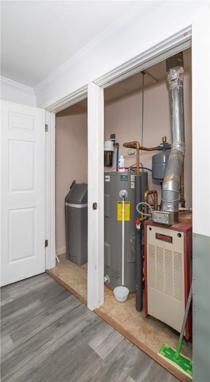 utility room with electric water heater