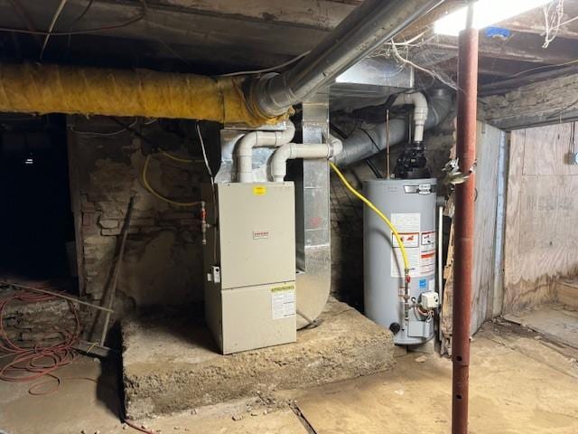 utilities with gas water heater and heating unit