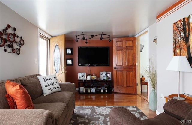 living area featuring wood finished floors