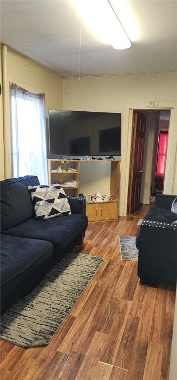 living area with wood finished floors