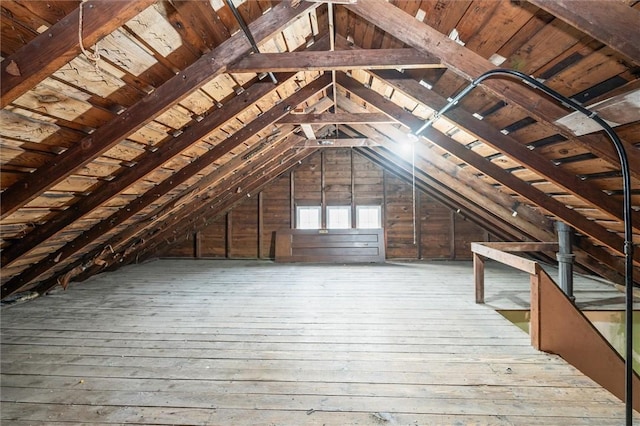 attic with an upstairs landing