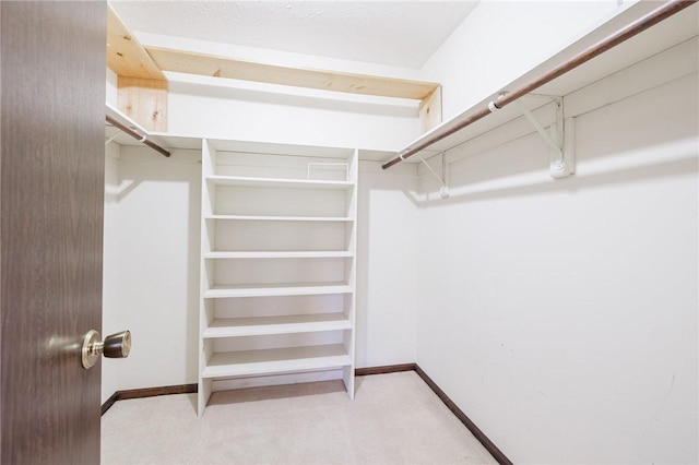 walk in closet with carpet floors