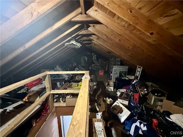 view of unfinished attic