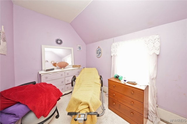 bedroom with vaulted ceiling