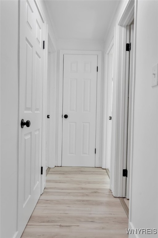 hall featuring light wood-style flooring