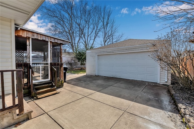 view of detached garage