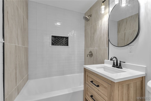 full bath featuring bathtub / shower combination and vanity