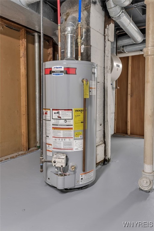 utility room with gas water heater