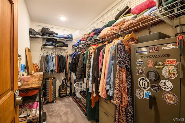 spacious closet with carpet flooring