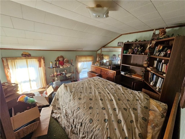 bedroom with vaulted ceiling