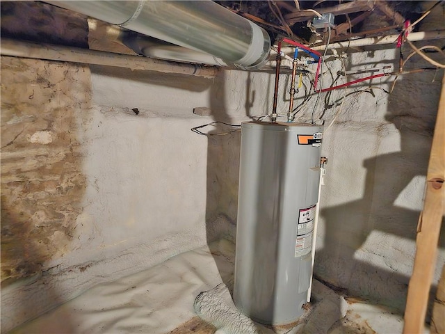 utility room featuring water heater