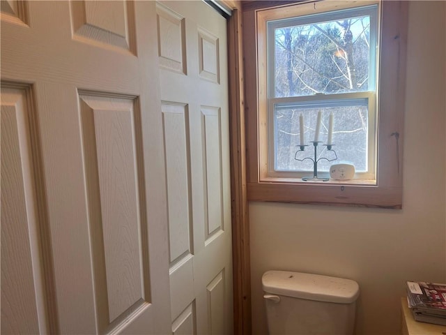 half bath with a wealth of natural light and toilet