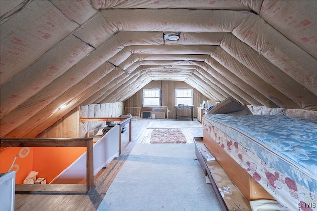 bedroom featuring vaulted ceiling