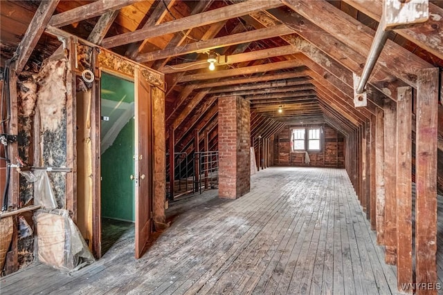 view of unfinished attic