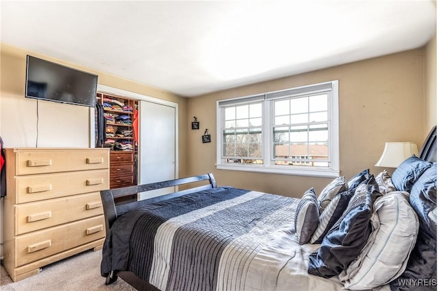 bedroom with a closet and carpet flooring