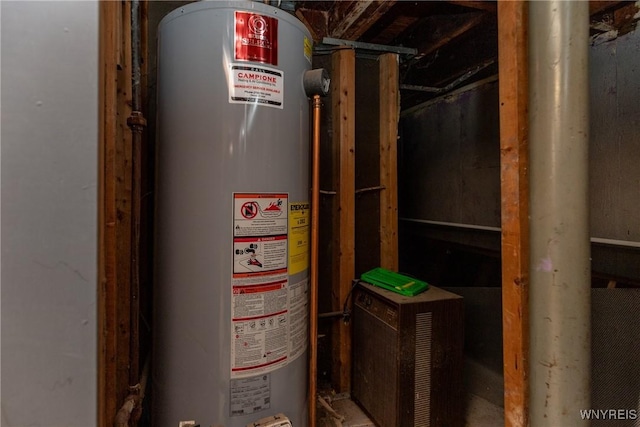 utility room with water heater