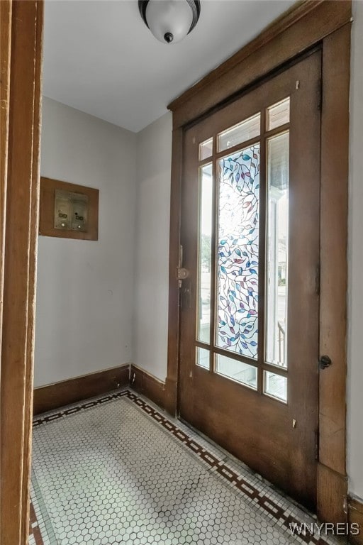 entryway featuring baseboards and a wealth of natural light