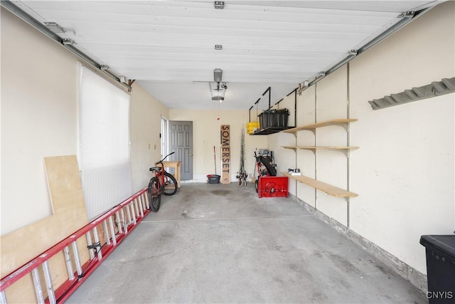 garage with a garage door opener