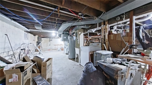 1644 Saint Agnes Ave, Utica, NY 13501 - unfinished basement featuring washer / clothes dryer and gas water heater