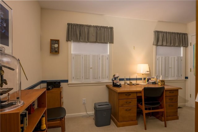 123 Sunset Ridge Rd, Otsego, NY 13326 - home office with baseboards and light colored carpet