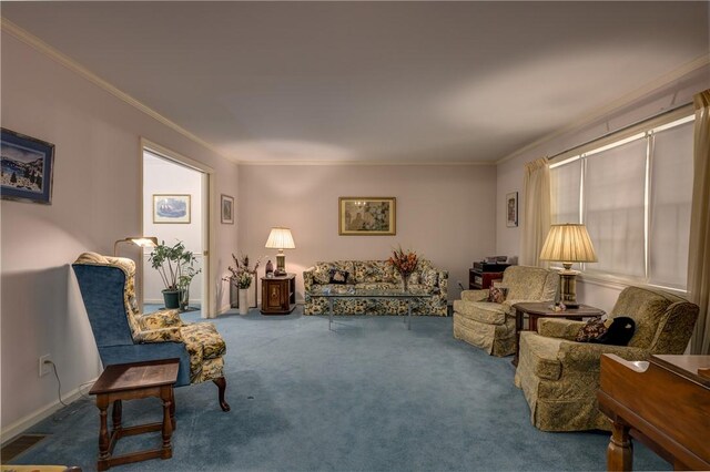123 Sunset Ridge Rd, Otsego, NY 13326 - carpeted living area with ornamental molding