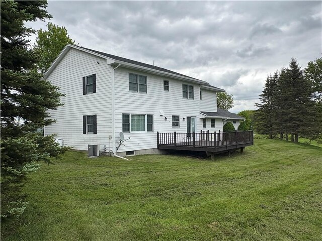 123 Sunset Ridge Rd, Otsego, NY 13326 - back of property featuring a wooden deck and a yard