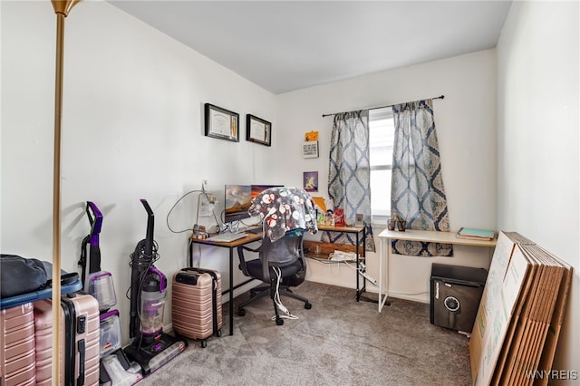 office area with baseboards and carpet floors