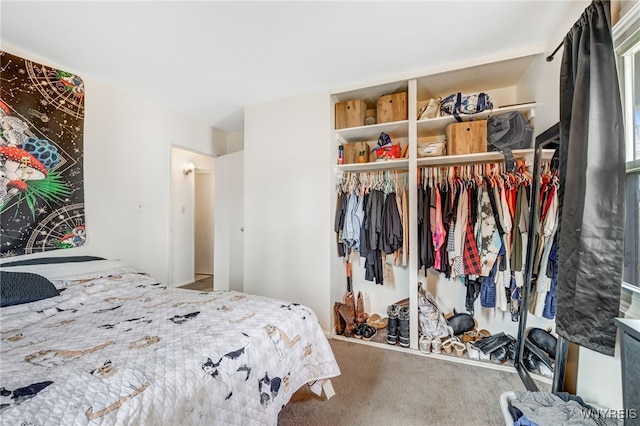 carpeted bedroom with a closet