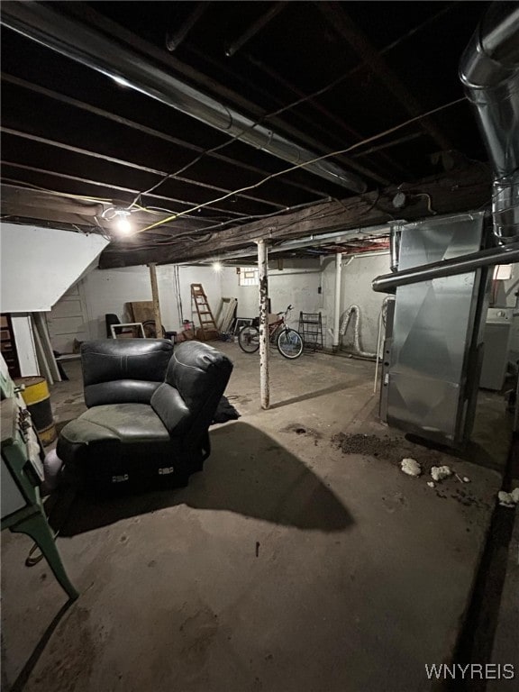 unfinished below grade area with heating unit
