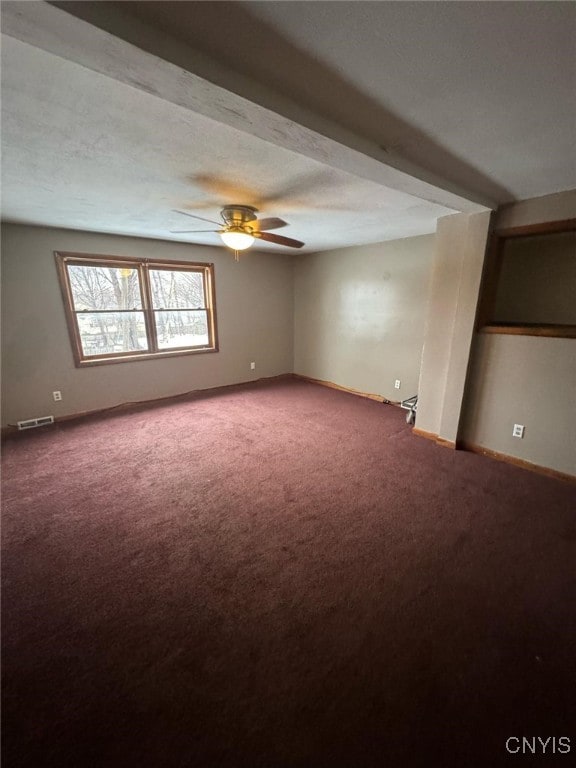 163 E 9th St, Oswego-City, NY 13126 - empty room with carpet floors, baseboards, ceiling fan, and visible vents