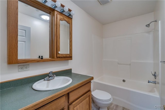 36194 State Route 180, Orleans, NY 13656 - bathroom featuring toilet, vanity, and shower / bathing tub combination