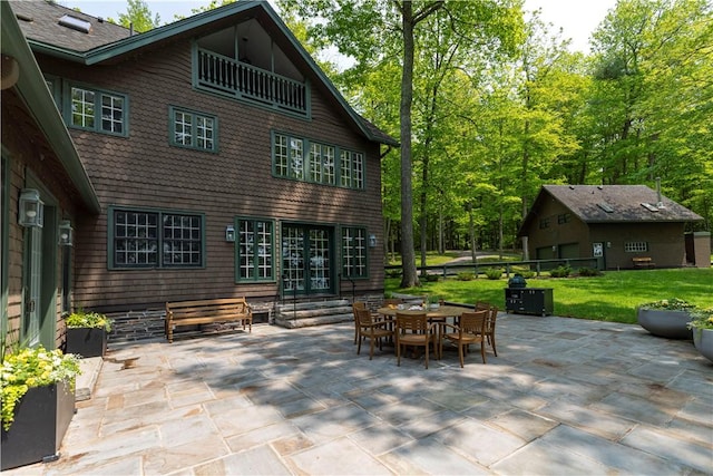 196 Wellington Ln, Springfield, NY 13326 - view of patio with entry steps and french doors