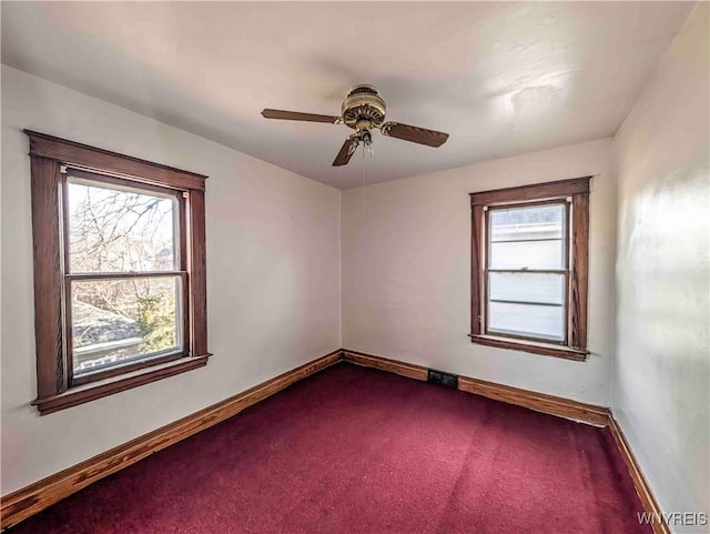 2000 La Salle Ave, Niagara Falls, NY 14301 - unfurnished room with baseboards, dark carpet, and ceiling fan