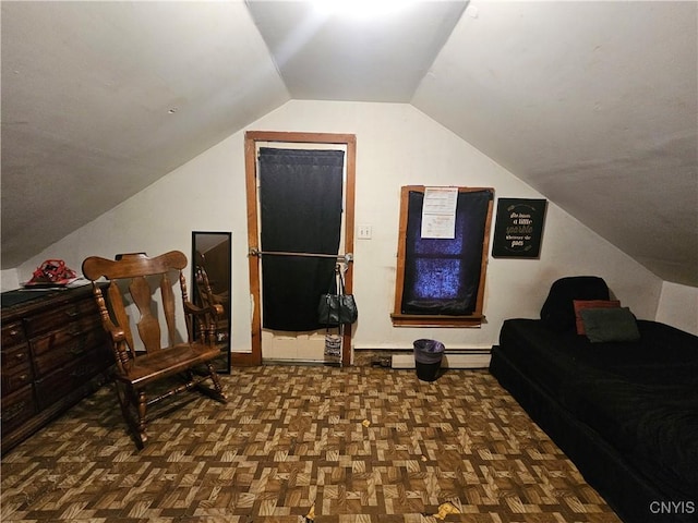 406 S George St, Rome-Inside, NY 13440 - bedroom featuring baseboard heating and lofted ceiling