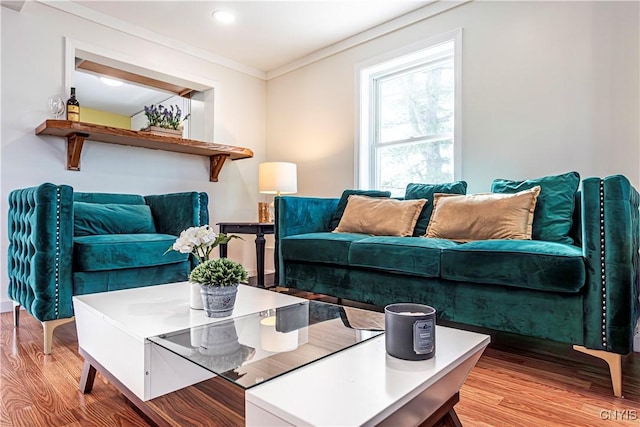 806 Clifford Ave, Vienna, NY 13157 - living room featuring recessed lighting, crown molding, and light wood finished floors