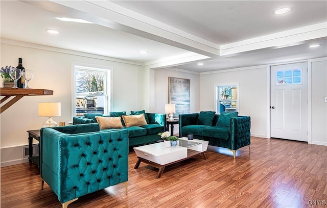 806 Clifford Ave, Vienna, NY 13157 - living area featuring recessed lighting, visible vents, baseboards, and wood finished floors