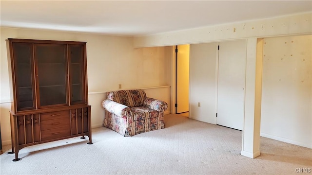 sitting room featuring carpet floors