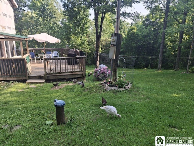 6098 Shady Ln, Lyndon, NY 14737 - view of yard with a wooden deck
