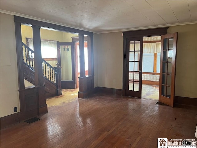 213 S Clinton St, Olean-City, NY 14760 - interior space featuring visible vents, french doors, and crown molding
