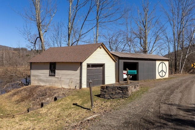 view of detached garage