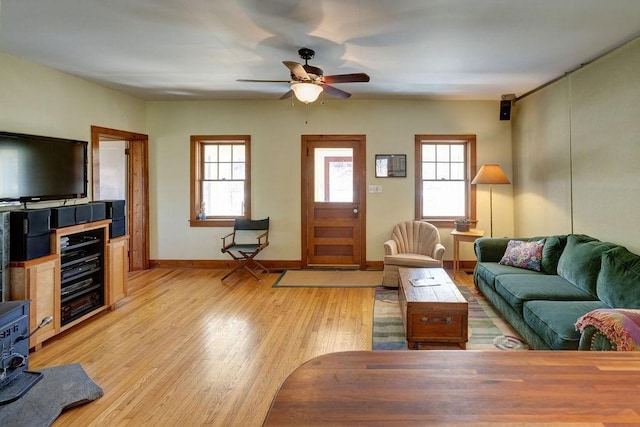 272 Arbor Hill Rd, Delhi, NY 13753 - living area with light wood-style flooring and ceiling fan