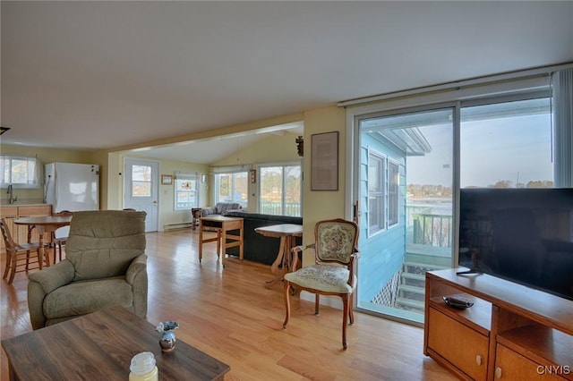 21093 Cliff Ave, Alexandria, NY 13607 - living room with lofted ceiling, light wood finished floors, and a wealth of natural light