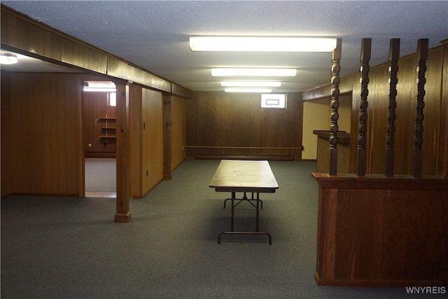 480 Lakeview Ave, Orchard Park, NY 14127 - basement featuring carpet and wood walls
