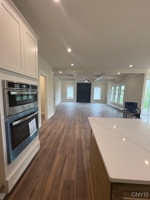3515 Tall Tree Ln, Lysander, NY 13027 - kitchen with a healthy amount of sunlight, double oven, open floor plan, and dark wood-type flooring
