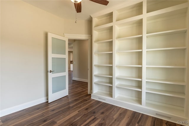 3515 Tall Tree Ln, Lysander, NY 13027 - spare room with dark wood-style floors, baseboards, and a ceiling fan
